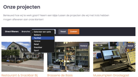 Filteren van projecten
